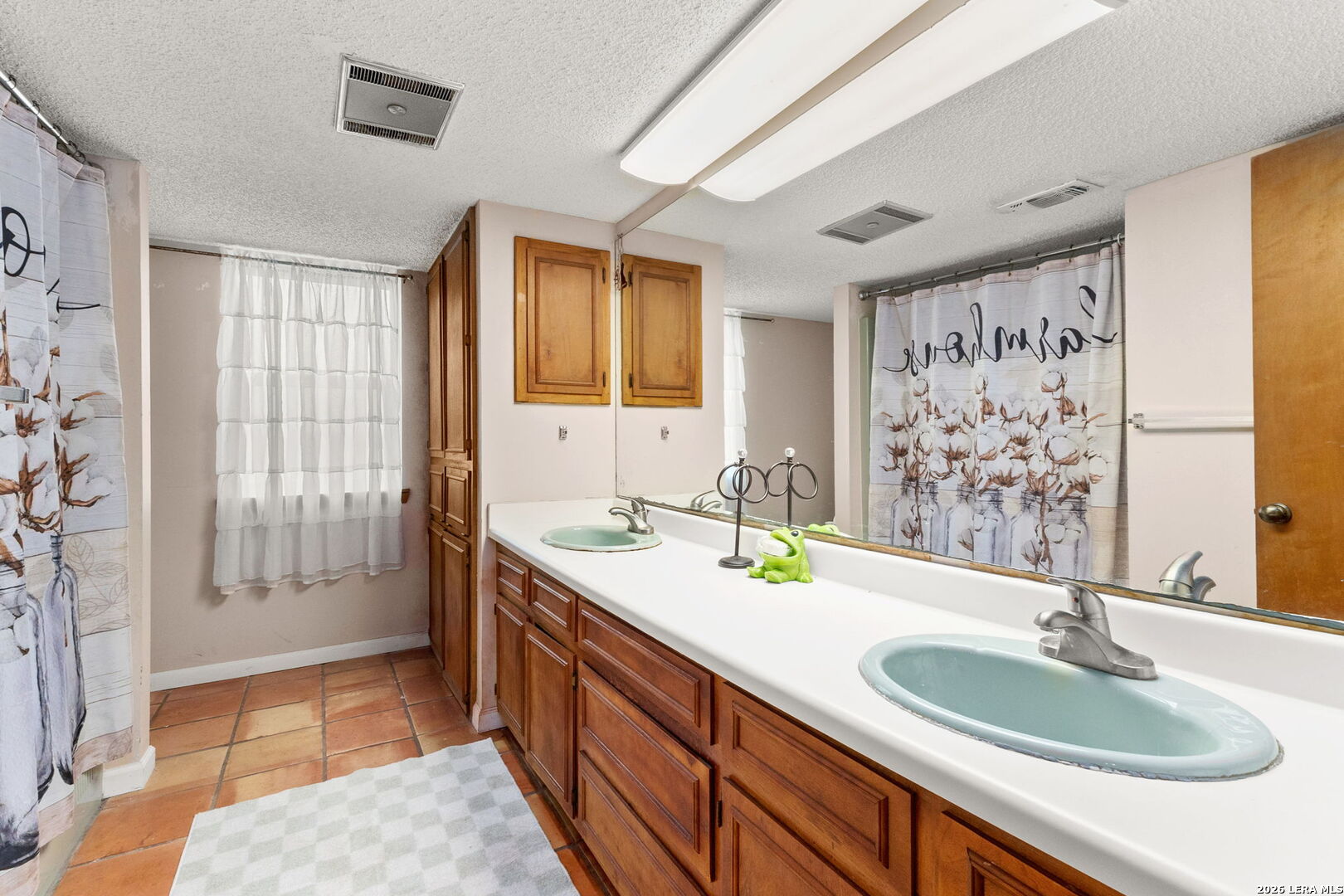 350 Ullrich Road Marion, TX 78124 - Photo 23 of 43 a bathroom with a granite countertop sink and a mirror