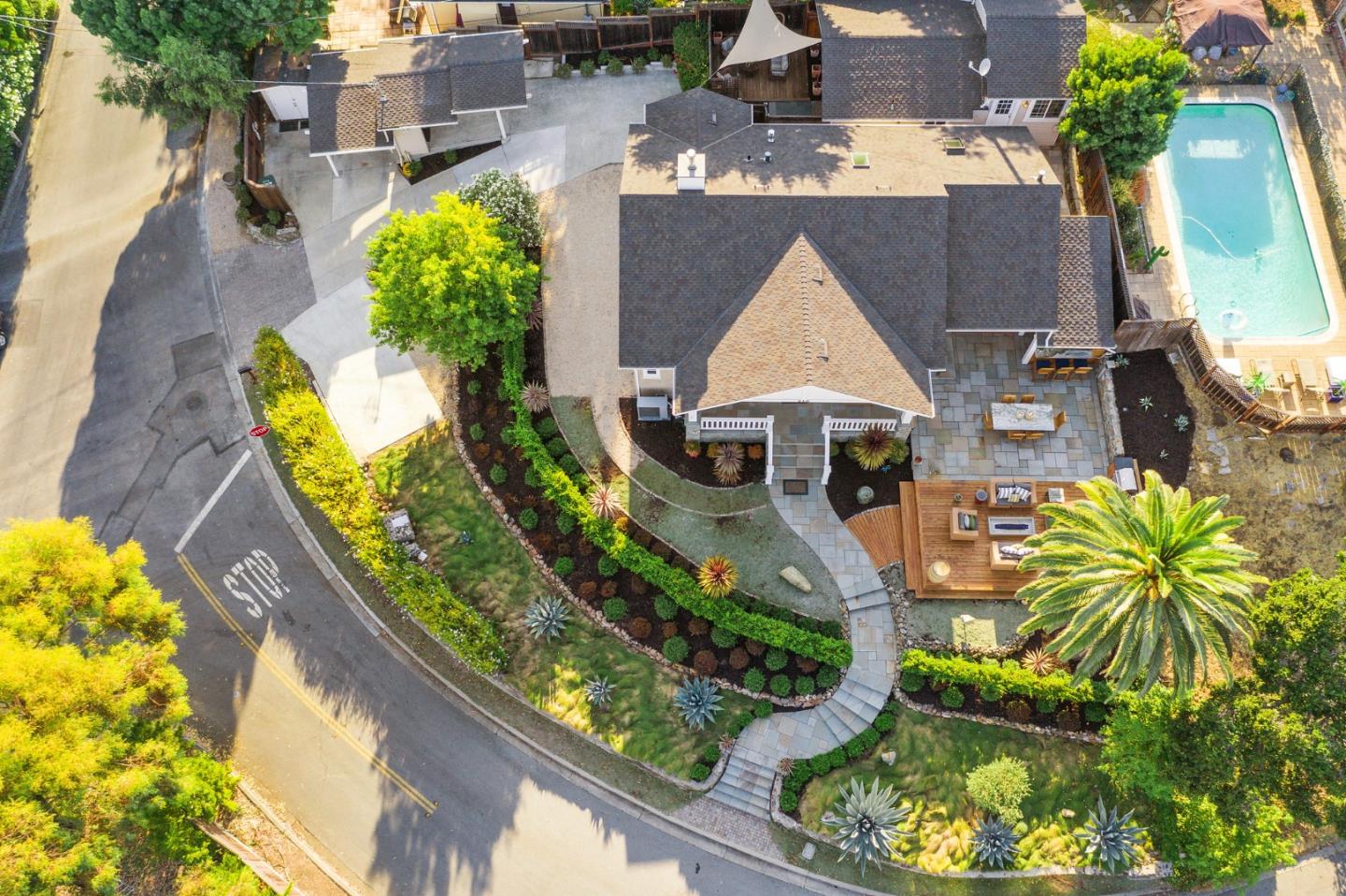910 Sunset Drive San Carlos, CA 94070 - Photo 54 of 62 an aerial view of a house with a garden and plants