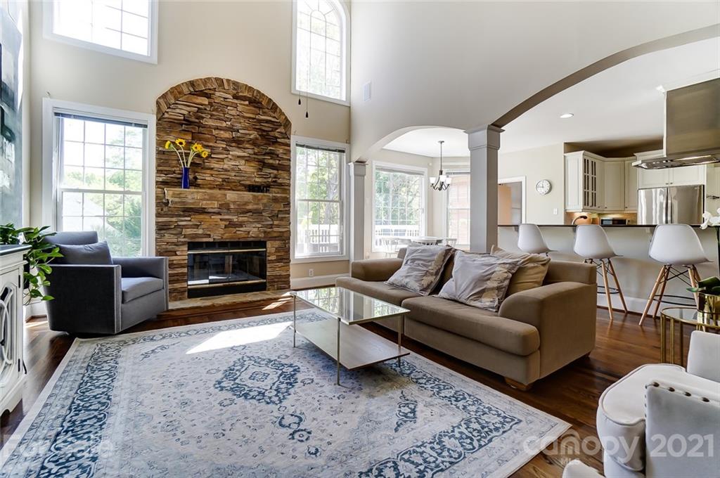 7126 Topsail Circle Tega Cay, SC 29708 - Photo 22 of 48 a living room with furniture a fireplace and a flat screen tv