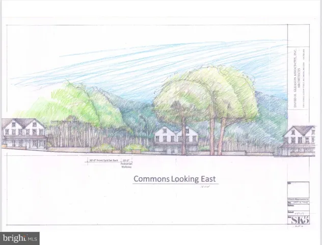 a picture of a room with a bench and trees