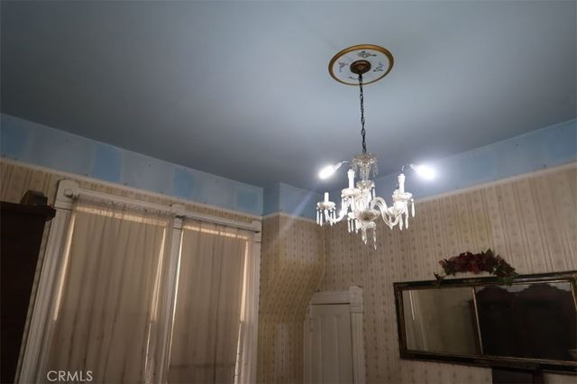a view of a room with a window