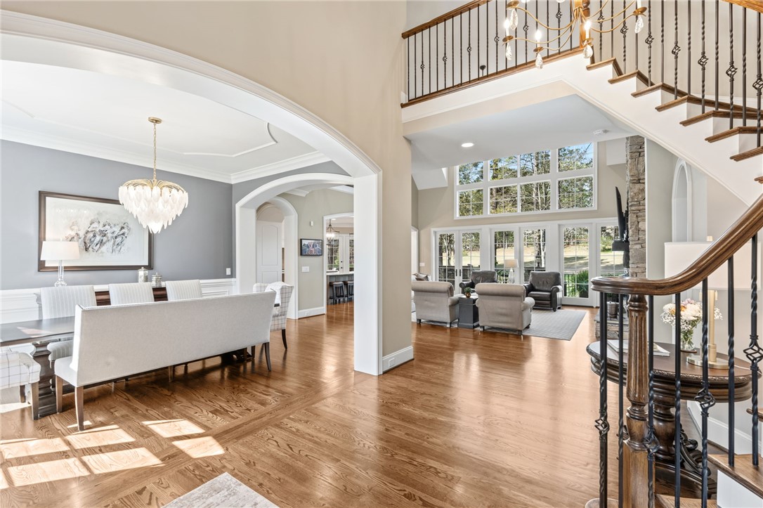 418 Augusta Way Sunset, SC 29685 - Photo 4 of 50 This grand entry foyer showcases soaring ceilings, rich wood floors, and abundant natural light.