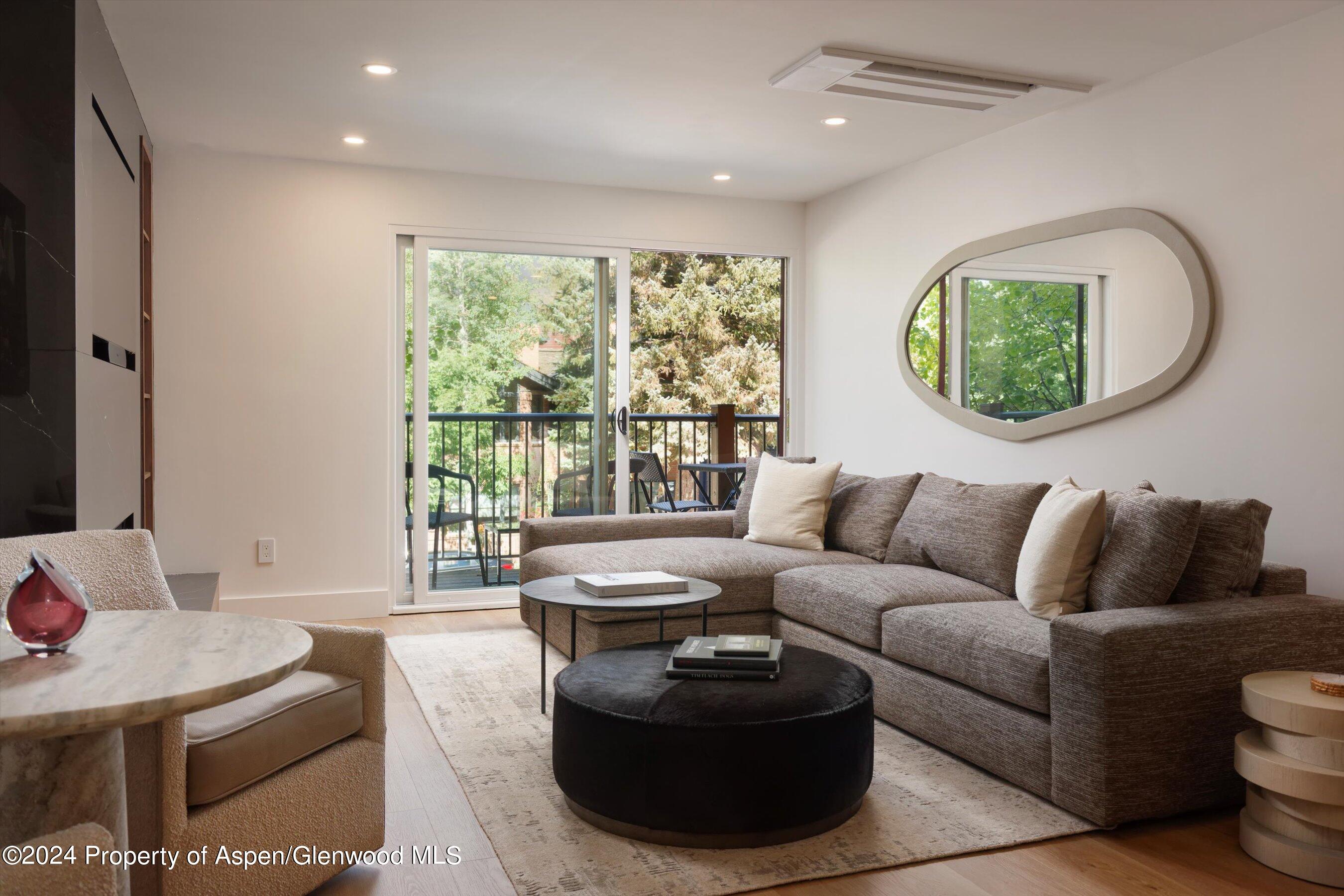 205 East Durant Avenue, Unit 1I Aspen, CO 81611 - Photo 6 of 45 a living room with furniture and a large window