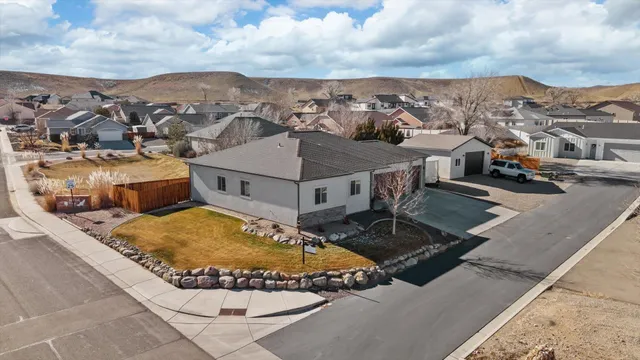 a view of a house with a mountain