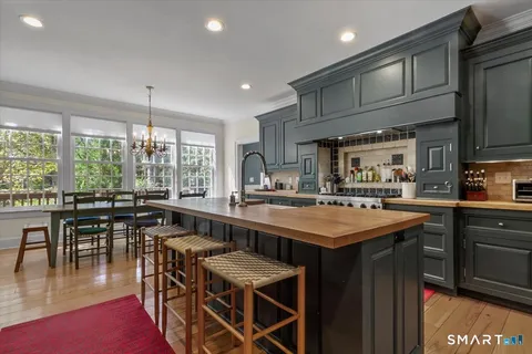 a kitchen with lots of counter top space