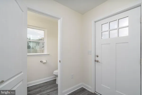 a bathroom with a window