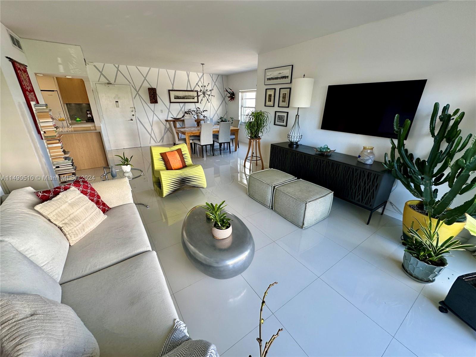 500 Bayview Drive, Unit 221 Sunny Isles Beach, FL 33160 - Photo 11 of 35 a living room with furniture and a flat screen tv