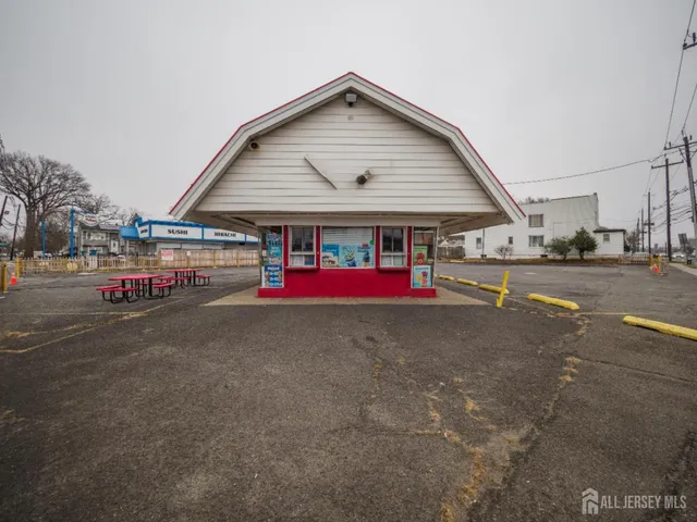 a front view of a building with street