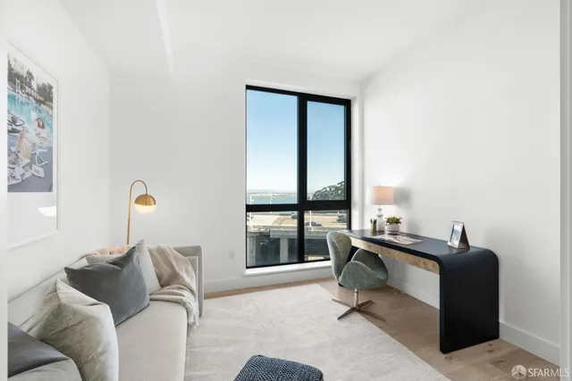 a living room filled with furniture and a potted plant