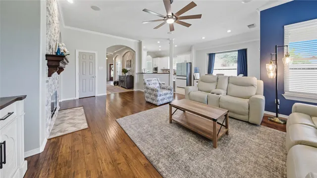 a living room with furniture