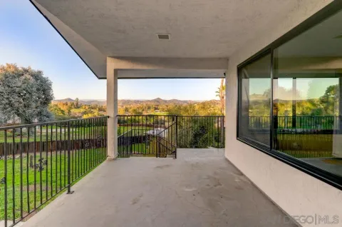 a view of a balcony with a plant