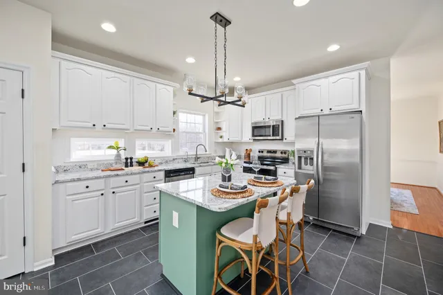 a bedroom with furniture and a bed