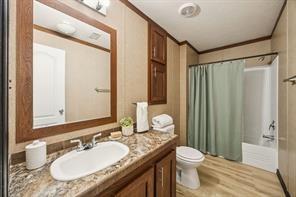 7466 County Road 573 Blue Ridge, TX 75424 - Photo 17 of 25 a bathroom with a granite countertop sink toilet and shower