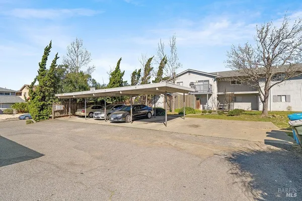 a view of a house with a yard and large tree