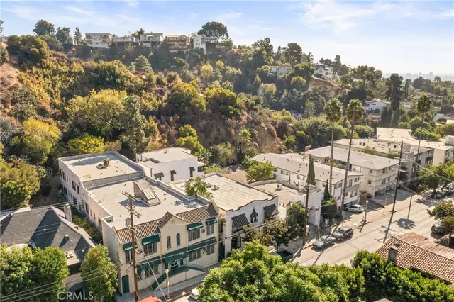 an aerial view of a city