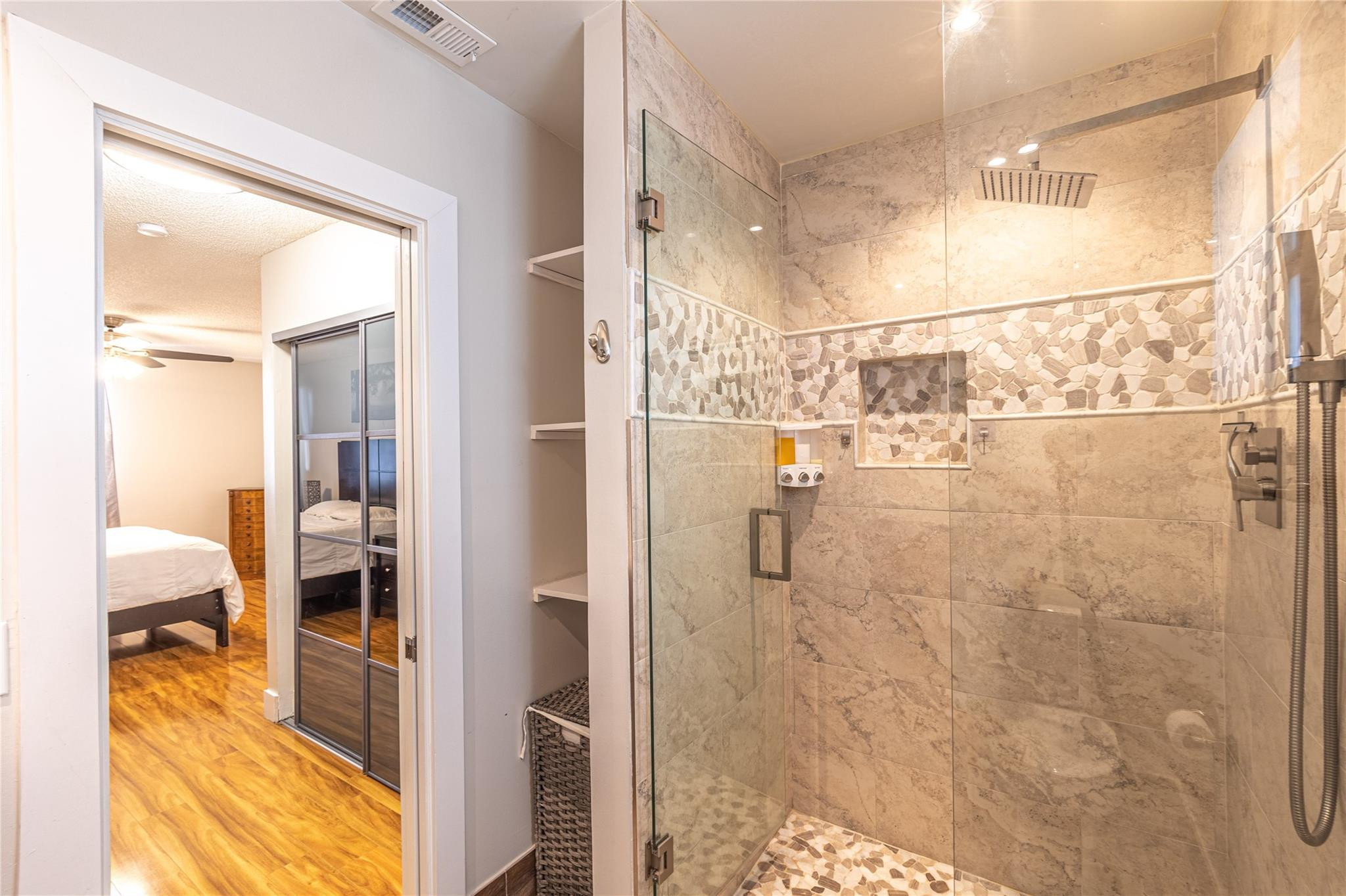 9871 Northwest 2nd Court Plantation, FL 33324 - Photo 9 of 21 a bathroom with a glass shower door