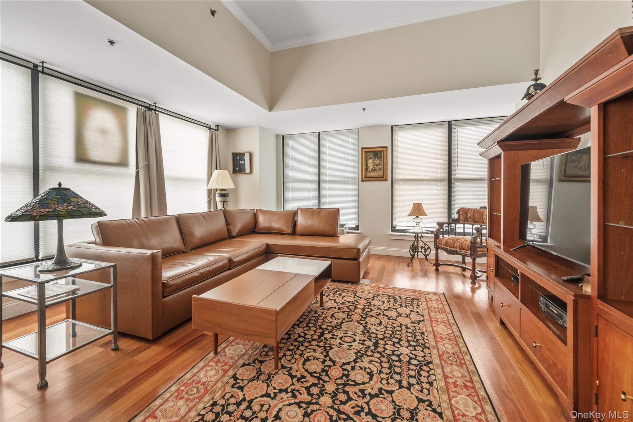 100 New Roc City Plaza, Unit 104 New Rochelle, NY 10801 - Photo 18 of 36 a living room with furniture and a flat screen tv