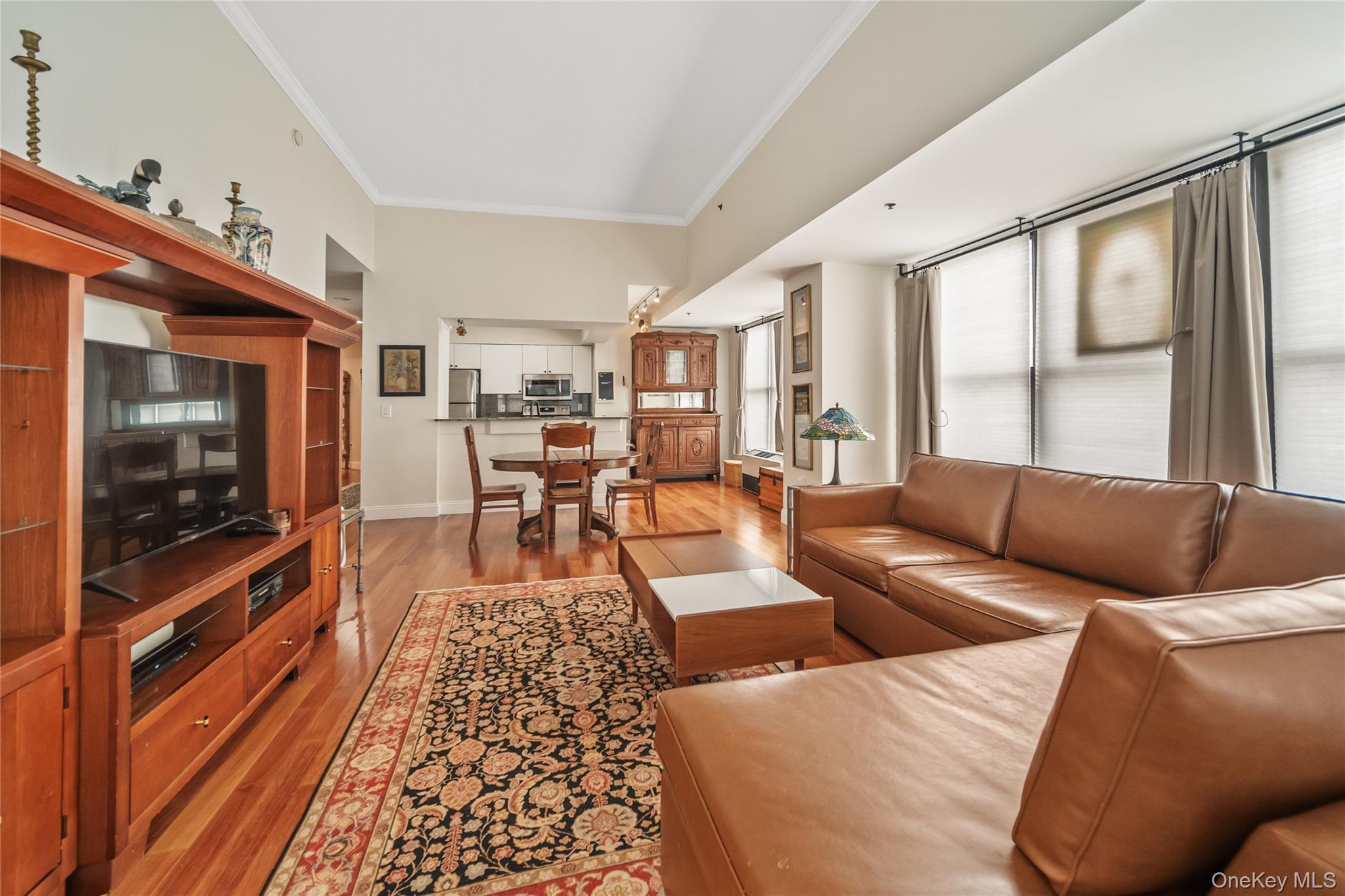 100 New Roc City Plaza, Unit 104 New Rochelle, NY 10801 - Photo 19 of 36 a living room with furniture wooden floor and a flat screen tv