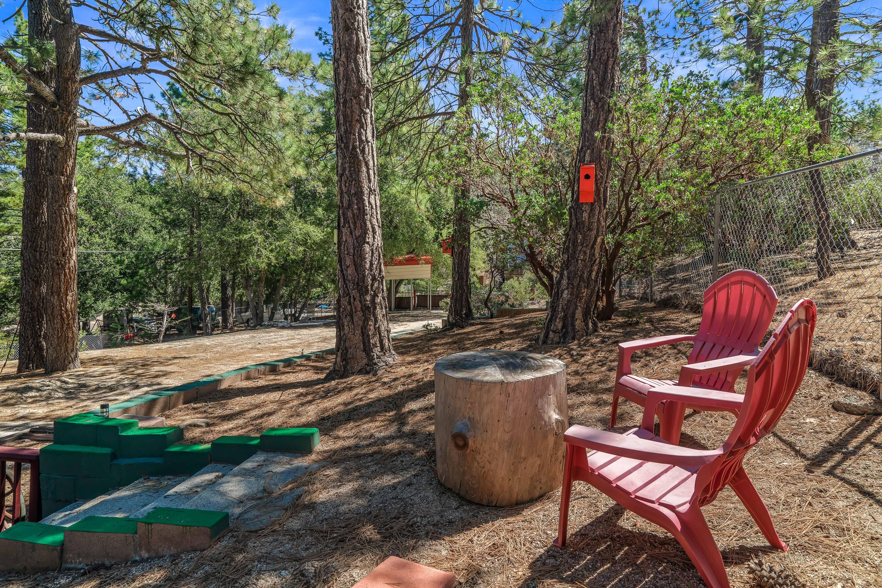 23061 Banning Idyllwild Road Idyllwild, CA 92549 - Photo 39 of 46 a view of a chairs and table in the backyard