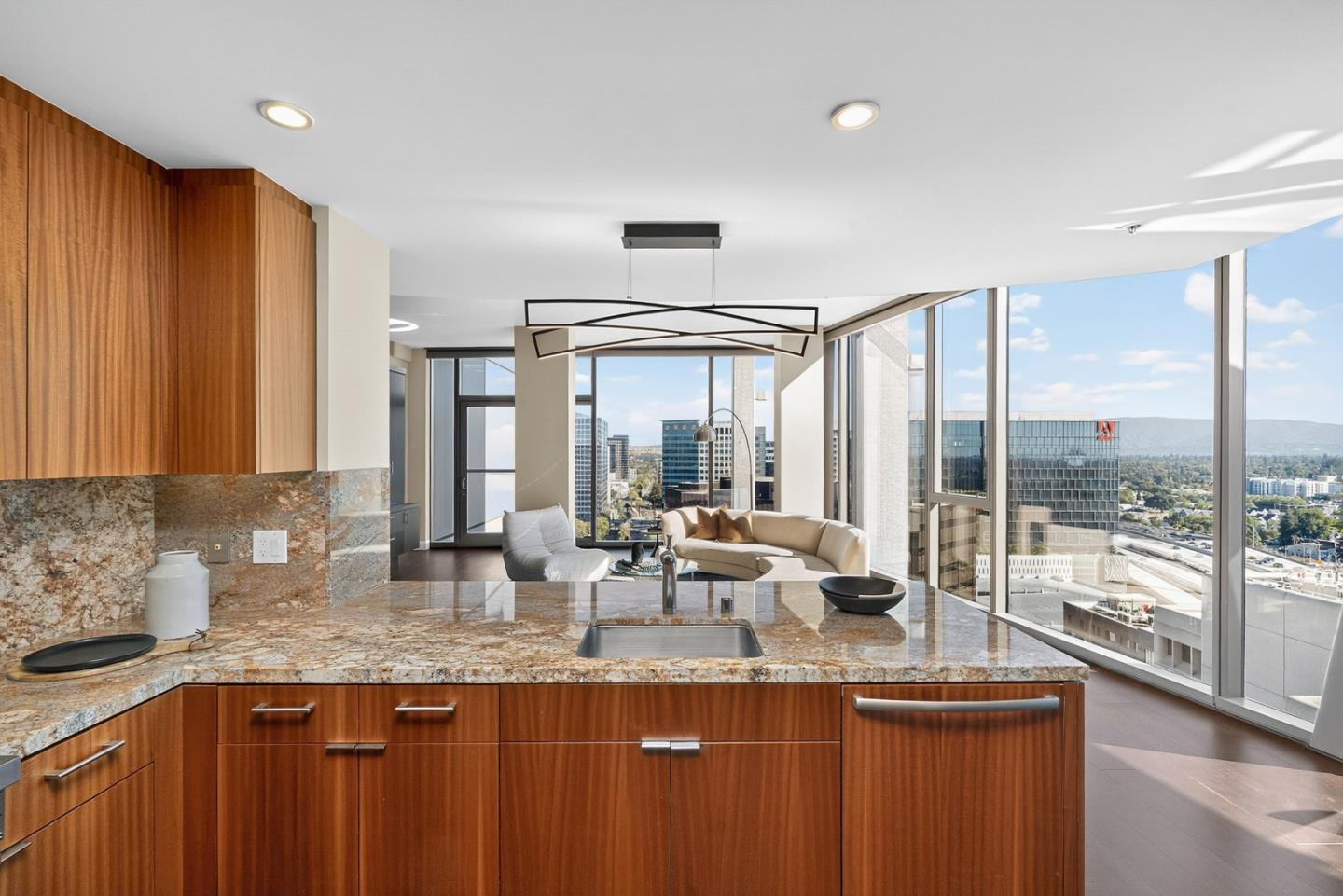 38 North Almaden Boulevard, Unit 2001 San Jose, CA 95110 - Photo 29 of 44 a kitchen with sink and view of living room