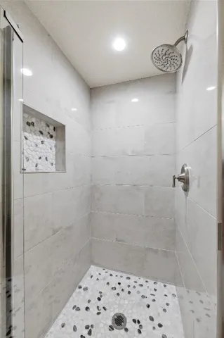 a bathroom with a shower