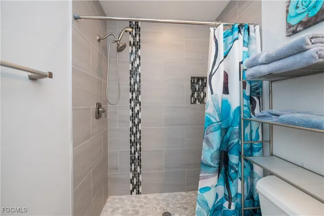 a bathroom with a shower