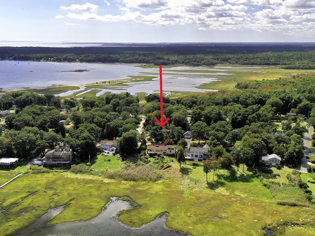a view of a lake from a yard