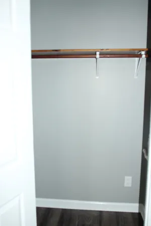 a view of small space with racks on the wall