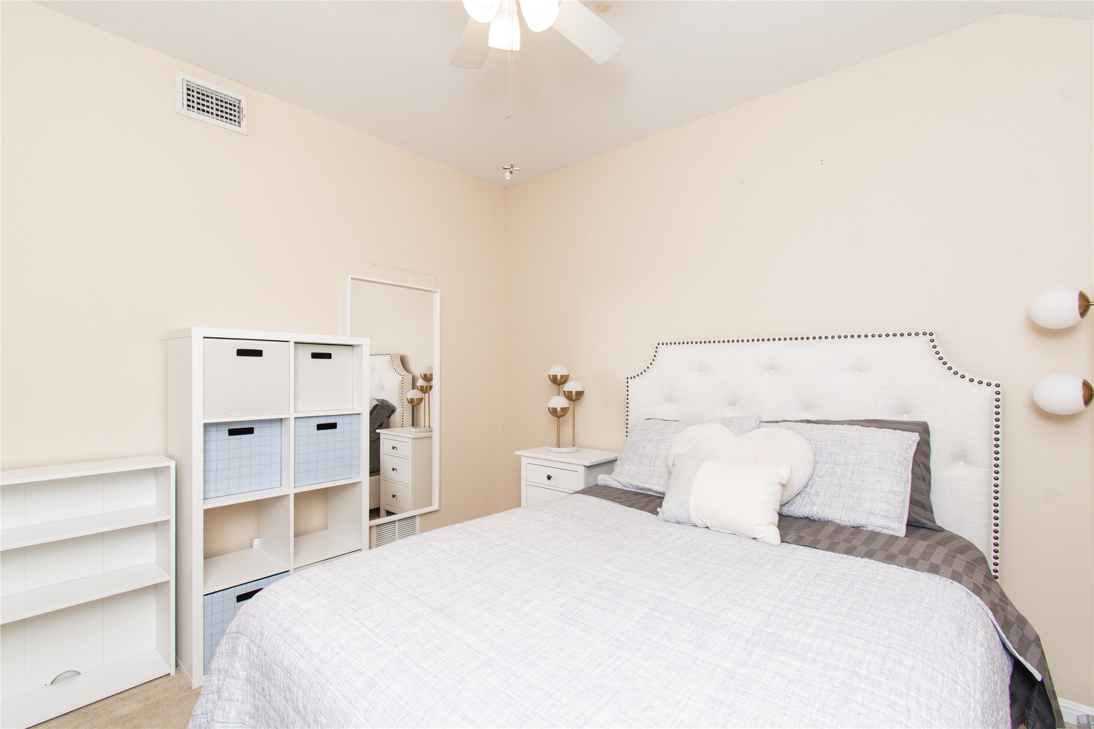421 Shadow Point San Marcos, TX 78666 - Photo 20 of 24 Bedroom featuring light colored carpet and ceiling fan