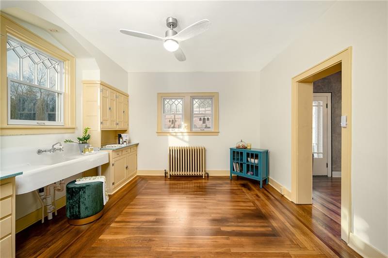 300 Forest Grove Road Coraopolis, PA 15108 - Photo 8 of 25 Large open kitchen with original sink and built in cabinetry