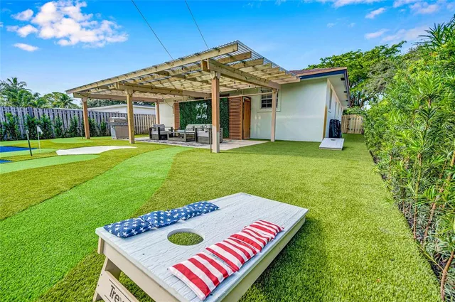 a view of a house with a backyard