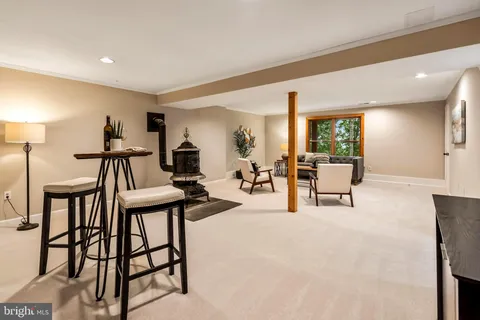 a view of balcony with wooden floor