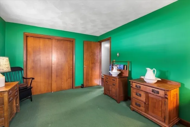 a bed room with a bed and a television