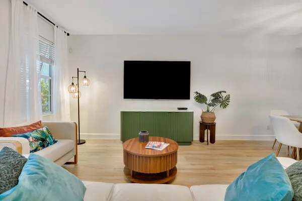 a view of front door with furniture