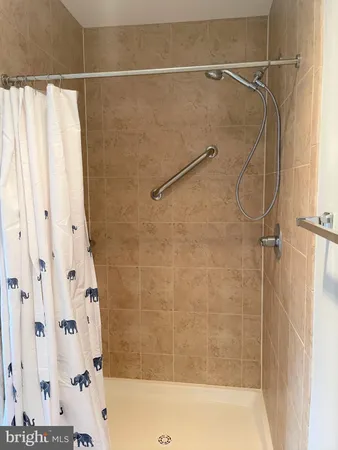 a bathroom with a bathtub
