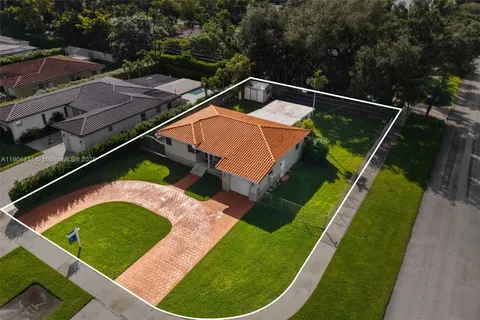 an aerial view of a house
