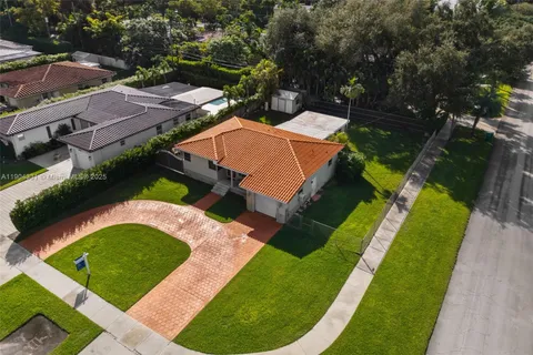 an aerial view of a house