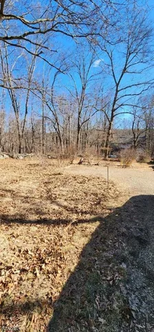 a view of a yard with wooden fence