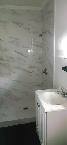 a bathroom with a bathtub