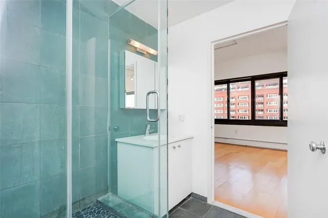 a bathroom with a bathtub