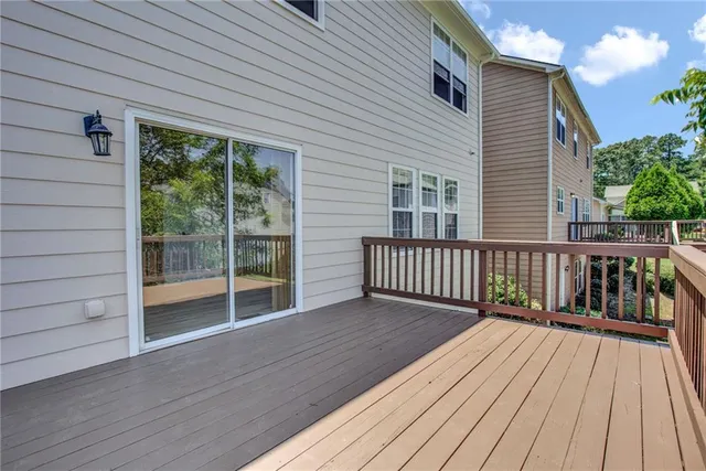 a view of a wooden deck