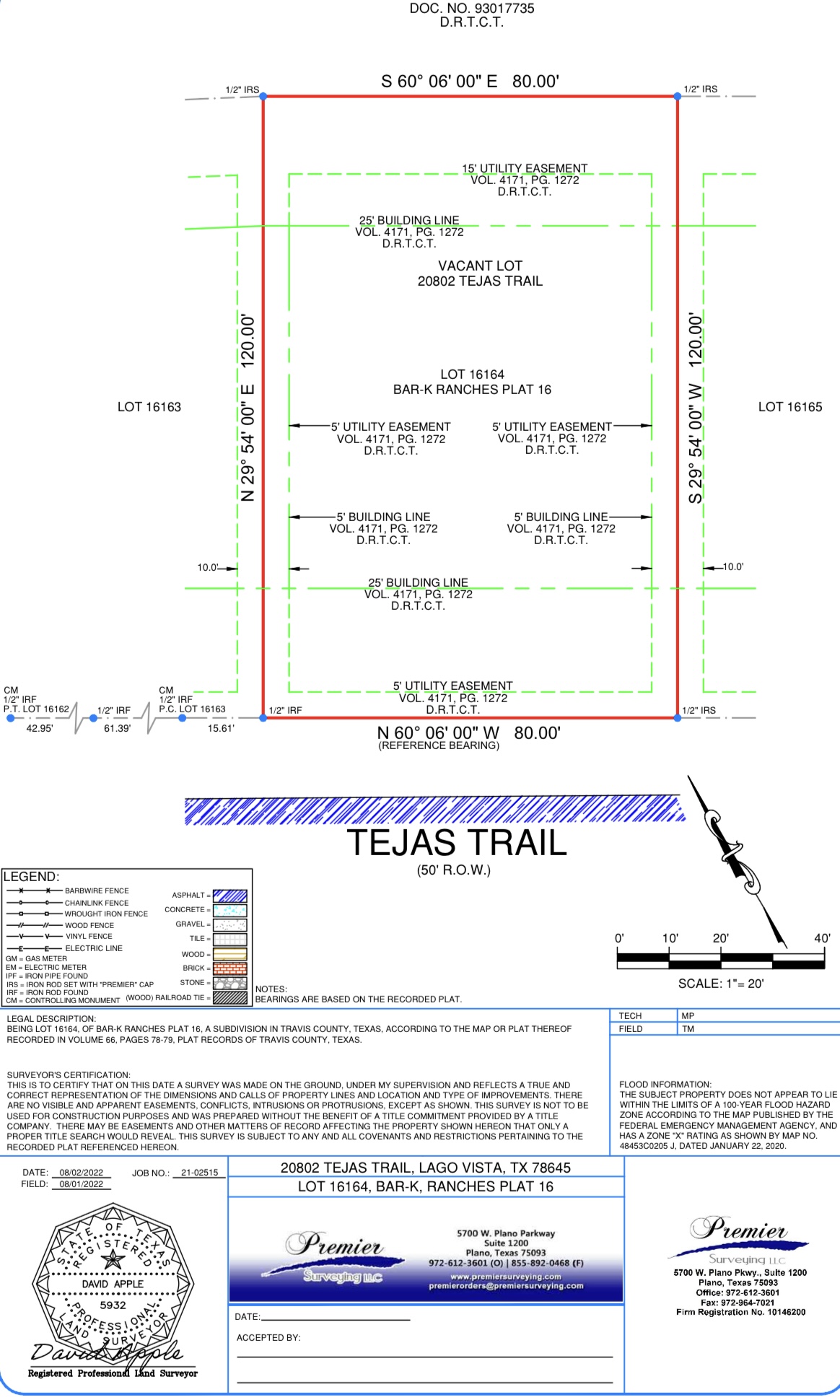 20802 Tejas Trail Lago Vista, TX 78645 - Photo 3 of 6 Survey map / technical document