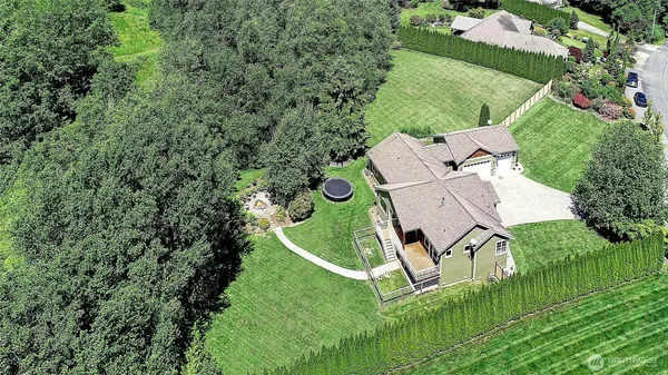 an aerial view of a house