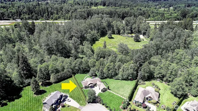 an aerial view of a house