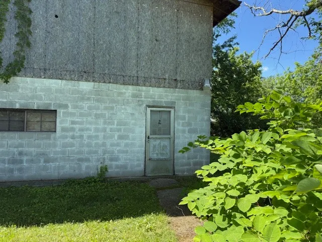 a view of a garden with a pathway