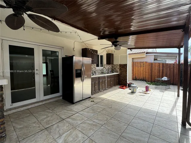 a outdoor space with barbeque area
