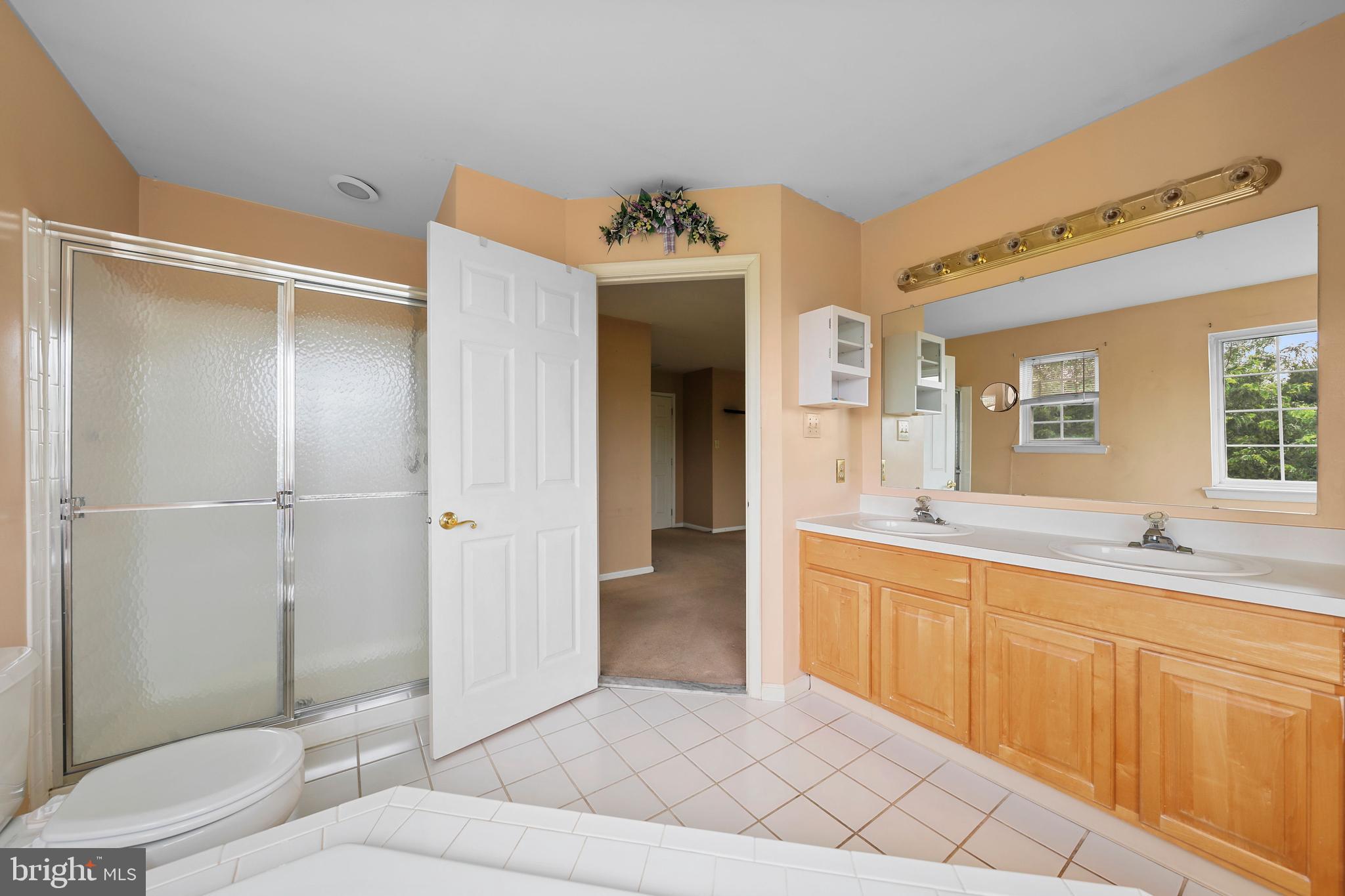 19 Pear Tree Place Sewell, NJ 08080 - Photo 27 of 47 a spacious bathroom with a shower sink and mirror
