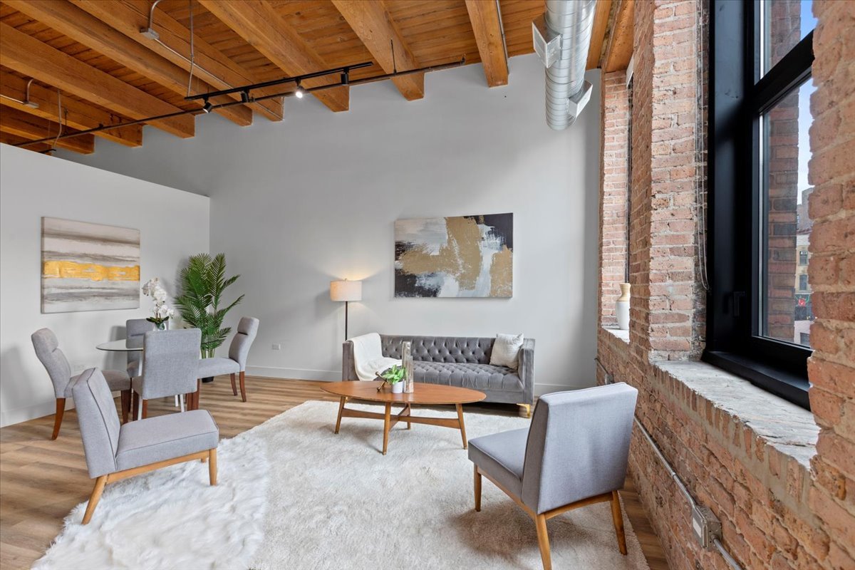 153 West Ohio Street, Unit 202 Chicago, IL 60654 - Photo 3 of 11 a living room with furniture and a potted plant