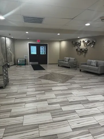 a living room with furniture