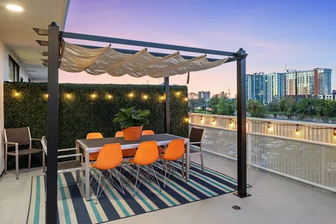 a outdoor view with a sitting space